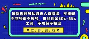 最新视频号私域无人直播课，不违规不封号更不废号，单品佣金50%-65%之间，不灰色不投流-LH资源分享网
