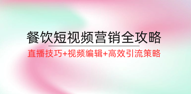 餐饮短视频营销全攻略：直播技巧+视频编辑+高效引流策略-LH资源分享网