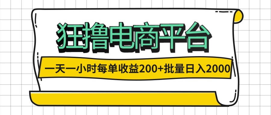 （12463期）一天一小时 狂撸电商平台 每单收益200+ 批量日入2000+-LH资源分享网