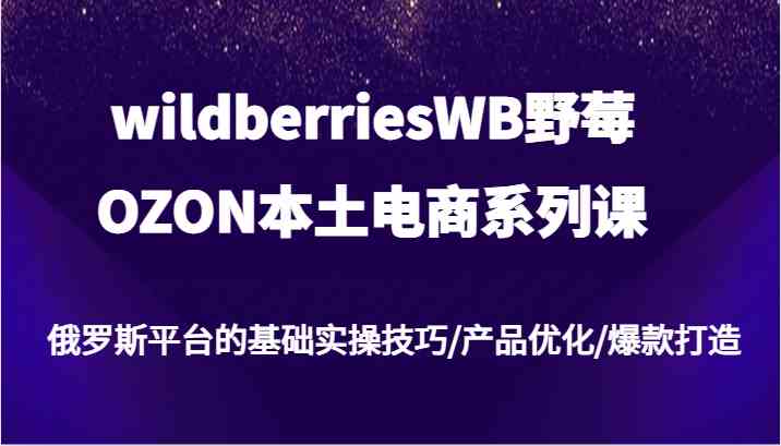 wildberriesWB野莓/OZON本土电商系列课，俄罗斯平台的基础实操技巧/产品优化/爆款打造-LH资源分享网