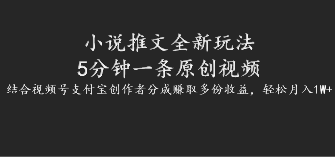 小说推文全新玩法，5分钟一条原创视频，结合视频号支付宝创作者分成赚取多份收益-LH资源分享网