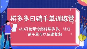 拼多多日销千单训练营，从0开始带你做好拼多多，让日销千单可以快速复制-LH资源分享网