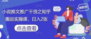 小说推文推广干货之知乎搬运实操课，日入2张-LH资源分享网