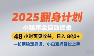 2025小程序全自动掘金，48 小时可见收益，日入8张，长期稳定靠谱，小白宝妈轻松上手【揭秘】-LH资源分享网