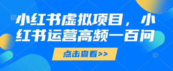 小红书虚拟项目，小红书运营高频一百问【文档】-LH资源分享网
