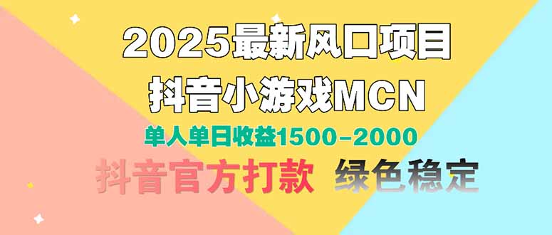 2025最新风口项目 抖音小游戏MCN 单人单日收益1500-2000+-LH资源分享网