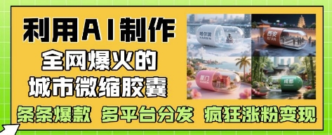 利用AI制作全网爆火的城市微缩胶囊，条条爆款， 多平台分发，疯狂涨粉变现-LH资源分享网