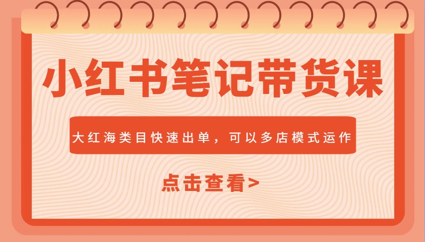 小红书笔记带货课，大红海类目快速出单，市场大，可以多店模式运作(更新)-LH资源分享网