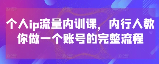 个人ip流量内训课，内行人教你做一个账号的完整流程-LH资源分享网