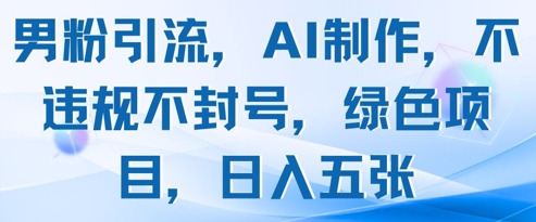 男粉引流，AI制作，不违规不封号，绿色项目，日入五张-LH资源分享网