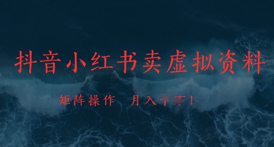 抖音小红书卖虚拟资料，市场需求一直存在，矩阵操作，月入1w+-LH资源分享网