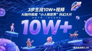 3步生成10W+视频，AI制作微观“小人物世界”科幻大片，条条万赞，1条作品涨粉2.3W-LH资源分享网