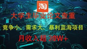 大学生毕业论文查重，暴利蓝海项目，月收入过1W+-LH资源分享网
