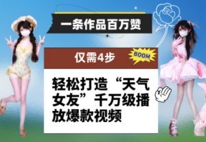 一条作品百万赞！ 只需4步，轻松打造“天气女友”千万级播放爆款视频-LH资源分享网