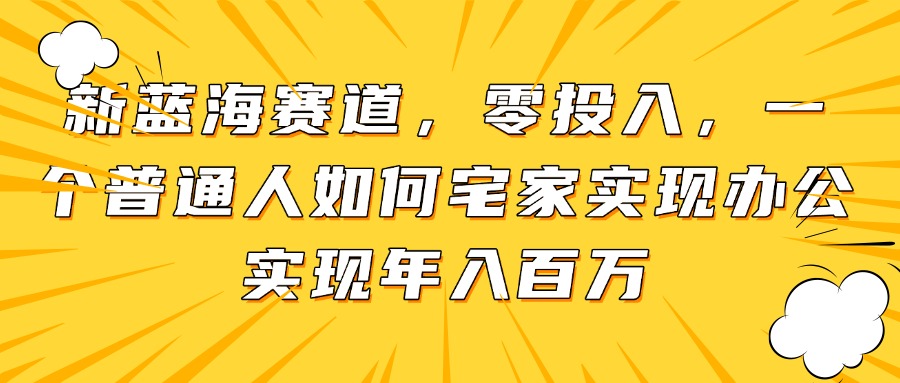 新蓝海赛道，零投入，一个普通人如何宅家办公实现年入百万-LH资源分享网