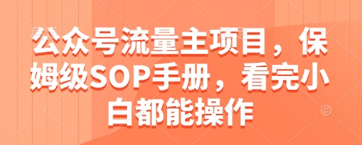 公众号流量主项目，保姆级SOP手册，看完小白都能操作-LH资源分享网