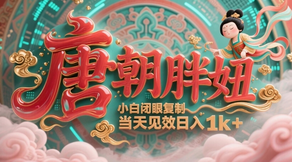 用AI克隆“唐朝胖妞”日更3条，平台疯狂推流，小白闭眼复制，当天见效，日入1k+-LH资源分享网