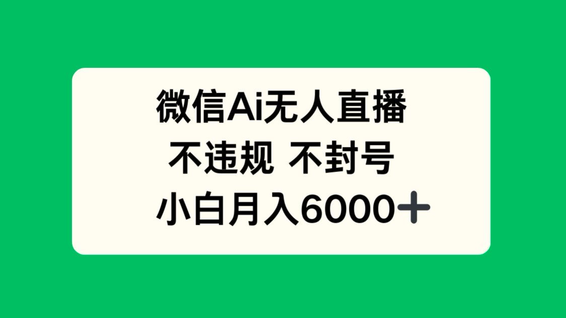 微信AI无人直播，不违规 不封号 ，小白月入6000+-LH资源分享网
