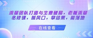 流量团队打造与生意破局，老板流量必修课，抓风口，拿结果，能落地-LH资源分享网