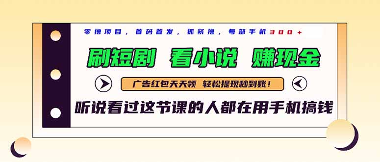 最新短剧平台，刷短剧，看小说，赚现金，一部手机日入300+-LH资源分享网