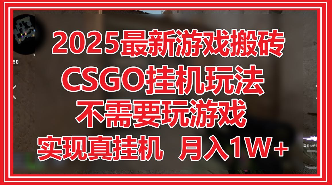 2025最新游戏搬砖，CSGO挂机，不需要玩游戏，实现真挂机，月入1W+-LH资源分享网
