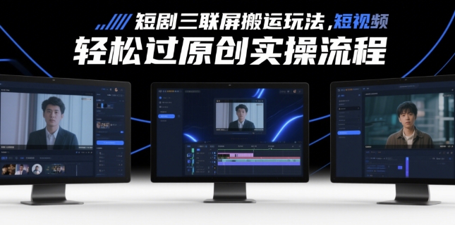 短剧三联屏搬运玩法，短剧搬运轻松过原创实操流程-LH资源分享网