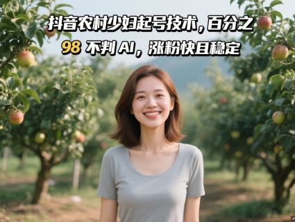 抖音农村少妇起号技术，百分之98不判AI，涨粉快且稳定-LH资源分享网