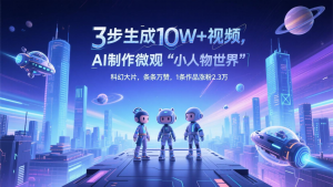 三步生成10W+视频,AI制作微观“小人物世界”科幻大片,条条万赞,1条作品涨粉2.3万-LH资源分享网