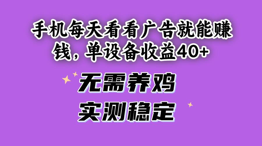（14767期）手机每天看看广告就能赚钱，单设备收益40+ 无需养鸡，实测稳定-LH资源分享网