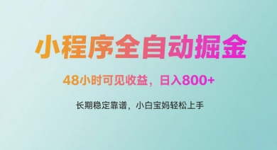 微信小程序全自动掘金，48小时可见收益，日入多张，长期稳定靠谱，小白宝妈轻松上手【揭秘】-LH资源分享网