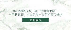 （14774期）单日变现3k多，靠“逆水寒手游”，一单利润35，小白只需一台手机即可操作-LH资源分享网
