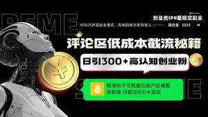 评论区低成本引流秘籍，精准钩子直击用户，单账号日增300+创业粉，日稳…-LH资源分享网