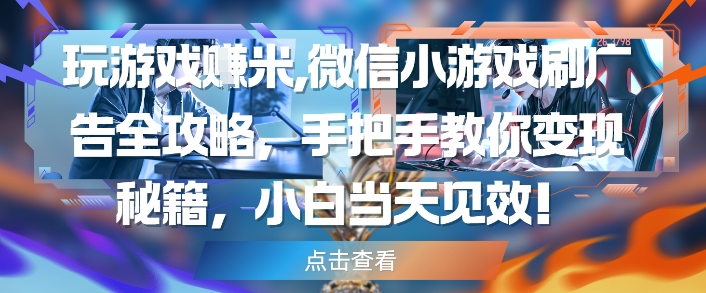 玩游戏挣米，微信小游戏刷广告全攻略，手把手教你变现秘籍，小白当天见效-LH资源分享网