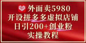 外面卖5980开设拼多多虚拟店铺：单日引流200+创业付费粉实战教程-LH资源分享网