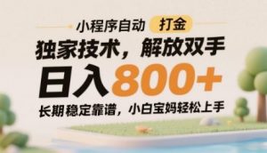小程序自动打金独家技术，解放双手日入8张，长期稳定靠谱，小白宝妈轻松上手【揭秘】-LH资源分享网