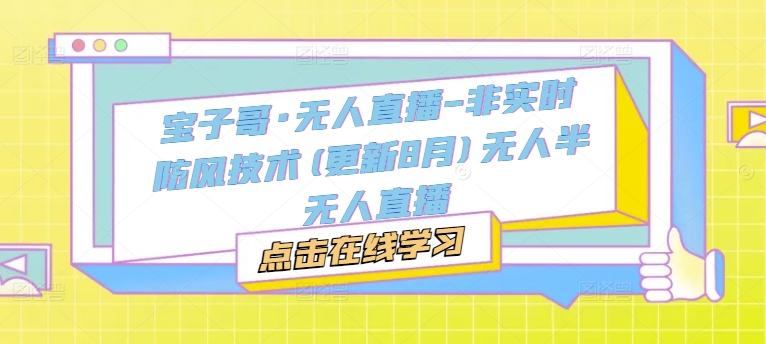 宝子哥·无人直播-非实时防风技术(更新25年5月)无人半无人直播-LH资源分享网