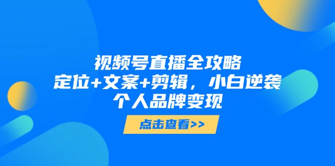视频号直播全攻略，定位+文案+剪辑，小白逆袭个人品牌变现-LH资源分享网