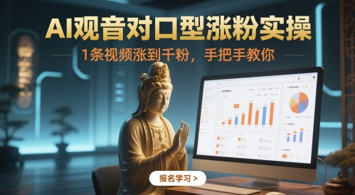 AI观音对口型涨粉实操，1条视频涨到千粉，手把手教你-LH资源分享网