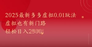 2025最新多多虚拟0.01玩法！虚拟也有新世界，轻松日入1k+-LH资源分享网