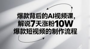 爆款背后的AI视频课，解说7天涨粉10W爆款短视频的制作流程-LH资源分享网