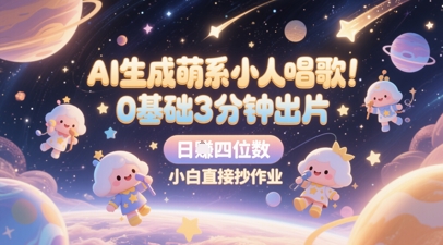 AI生成萌系小人唱歌，0基础3分钟出片，28个作品涨粉8.9W，单条最高19W赞，日入四位数，小白直接抄作业-LH资源分享网