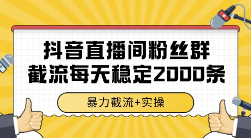 抖音直播间粉丝群暴力截流，一台电脑每天稳定2000条数据，暴力截流+实操 【揭秘】-LH资源分享网