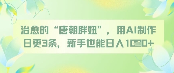 治愈的“唐朝胖妞”，用AI制作日更3条，新手也能日入多张-LH资源分享网