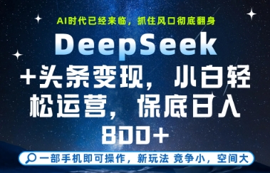 DeepSeek+头条变现，保姆级教学，小白轻松上手，日入8张+【揭秘】-LH资源分享网