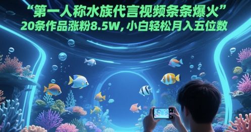 第一人称水族代言视频条条爆火，20条作品涨粉8.5W，小白轻松月入五位数-LH资源分享网