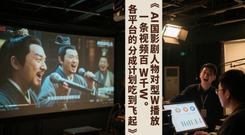 AI三国影视剧人物对口型唱歌玩法，一条视频百W千W播放，各平台的分成计划吃到飞起-LH资源分享网