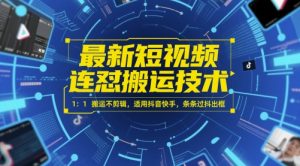 最新短视频连怼搬运技术 1：1搬运不剪辑，适用抖音快手，条条过抖出框-LH资源分享网