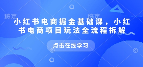 小红书电商掘金课，小红书电商项目玩法全流程拆解(更新5月)-LH资源分享网