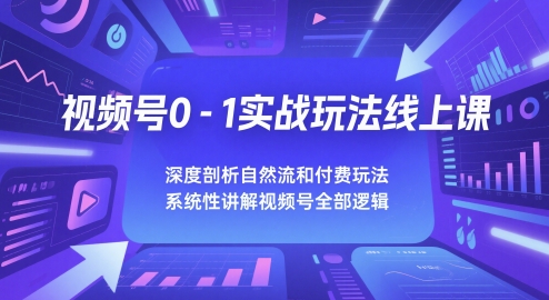 视频号0-1实战玩法线上课，深度剖析自然流和付费玩法，统性讲解视频号全部逻辑-LH资源分享网