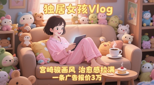 单个账号涨粉71W！用AI制作独居女孩Vlog，宫崎骏画风，治愈感拉满，一条广告报价3W-LH资源分享网